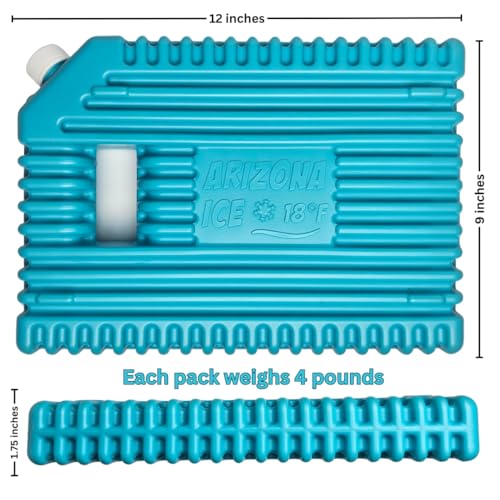 Arizona Ice Industrial Ice Packs | Replaces 10lbs of Ice |18°F (-8°C) | Deepest Grooves | May Freeze Drinks | USA Company | 12" x 9" | Two Pack