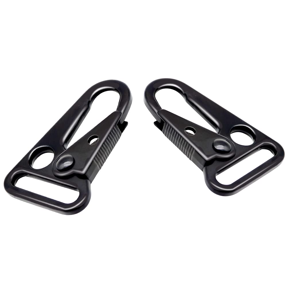 1 Inch Enlarged Mouth Clip Sling Clasp Hook for Keychain Snap Hooks Outdoor Bag Backpack Tactical Carabiners (Black 12 Pack)