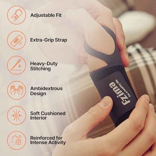 FZIMA CushionFit Wrist Brace – Extra Firm Support for Workouts, Lifting, Typing & Repetitive Tasks – Adjustable, Breathable Wrap for Men & Women (CushionFit, Black)