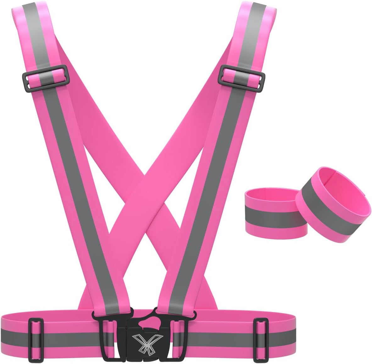 Reflective Vest with Hi Vis Bands, Fully Adjustable & Multi-Purpose Reflective Running Gear, Reflective Straps for Night