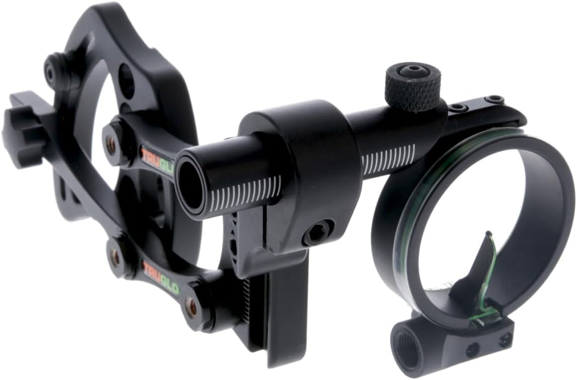 TRUGLO Pendulum 1-Pin Ultra-Lightweight Quiet Archery Hunting Treestand Bow Sight with Large Circular Field of View - Adjustable for Right & Left-Handed Shooters - LED Light Included
