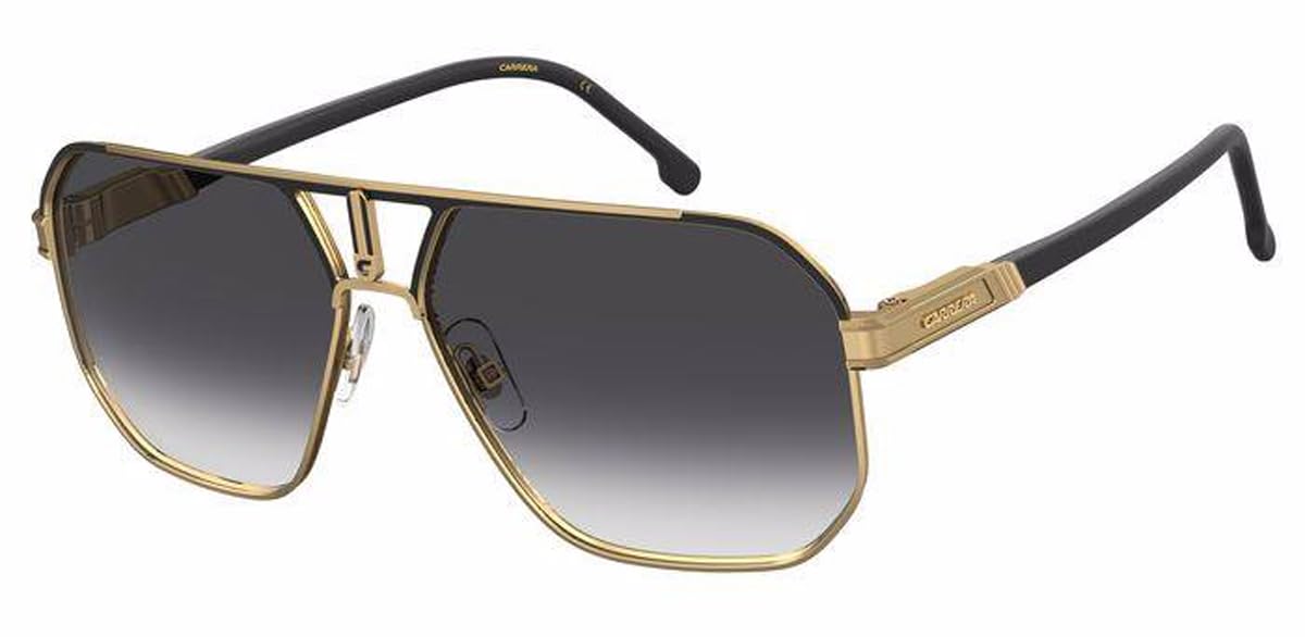 Carrera CA1062/S SAO 62MM Matte Black-Gold / 90 Dark Grey Shaded Square Sunglasses for Men + BUNDLE With Designer iWear Complimentary Eyewear Kit