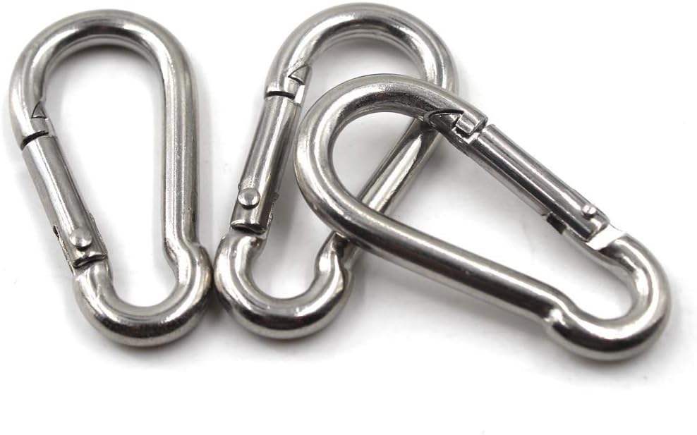 304 Stainless Steel Spring Snap Link Hook, Loaded Hook,Keychain Carabiner Clip for Home, Camping, Fishing, Hiking, Traveling