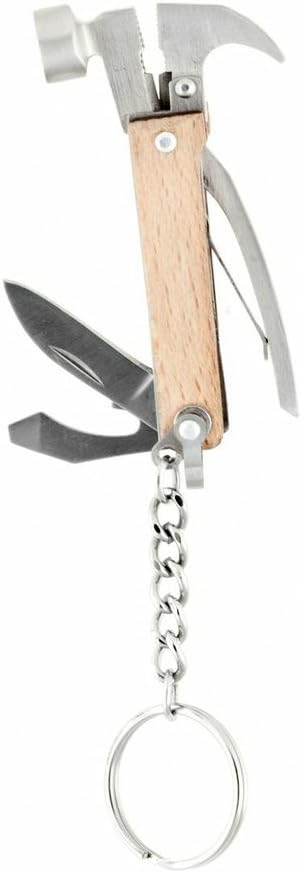 Kikkerland 10 in 1 Pocket Compact EDC Gear Equipment Stainless Steel Multi-Tool, White, Wood Handle, for Outdoors, Camping Tool Accessories Survival