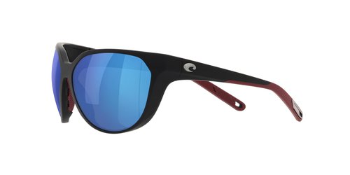 Costa Del Mar Womens Mayfly Round Sunglasses, Matte Black/Blue Mirrored Polarized 580G, 58 mm