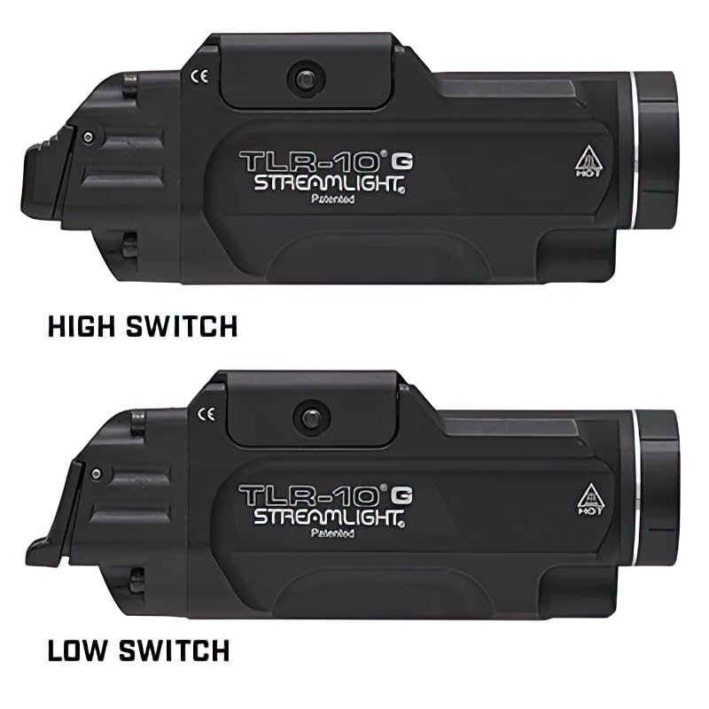 Streamlight 69473 TLR-10 G Flex 1000-Lumen Rail-Mounted Tactical Weapon Light with Integrated Green Aiming Laser, Rear Switch Options, and Key Kit, Black