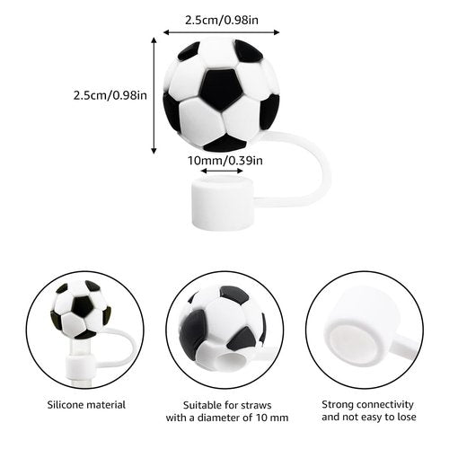 Lbwstellar Straw Cover Cap for Stanley Cup, 3Pcs Soccer Straw Toppers Accessories Compatible with Stanley Cup 30&40 Oz Tumbler, Silicone Straw Tips Lids for Home and Party Decor, Black/White