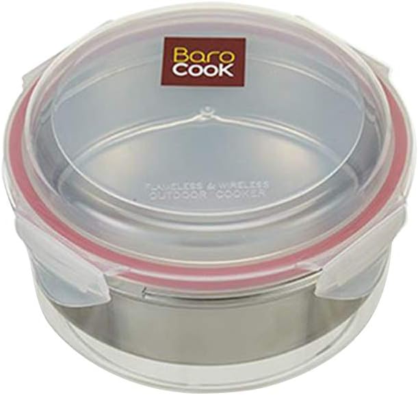 BC-010 Barocook Round Flameless Cookware 900 ml 30 oz- Portable Heating Food Container for Camping, Hiking, Fishing, Hunting & Outdoor Cooking– Heat Food Without Fire or Stove
