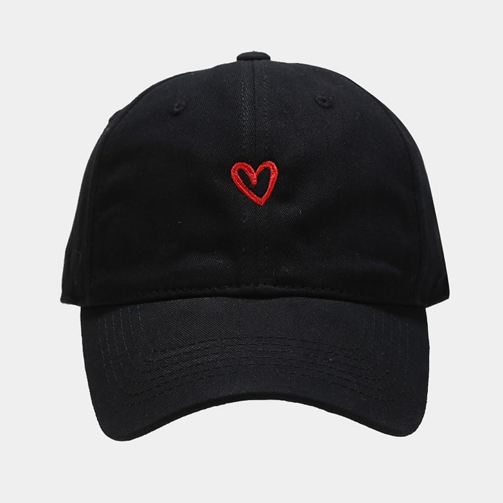 Quanhaigou Baseball Cap Dad Hat Adjustable Fashion Hats for Men Women Polo Trucker Unisex Style Headwear (Black Love Heart)