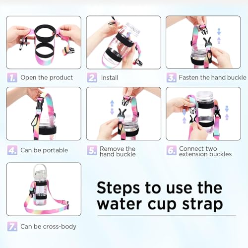 EasyAcc Water Bottle Holder Strap Sling, for Owala FreeSip 24 32 40 oz, Hydro Flask, Yeti, Stanley Flip, Universal Water Bottles, with Carabiner, for Walking Hiking Curise Travel (Bottle Excluded)