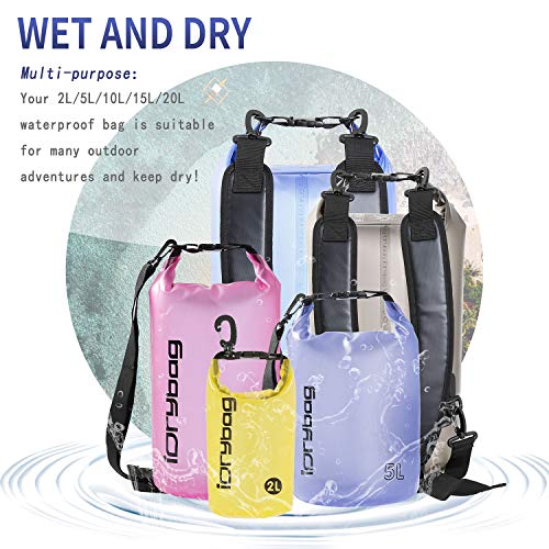 IDRYBAG 2L Waterproof Dry Bag - Yellow Small Dry Sack for Kayaking