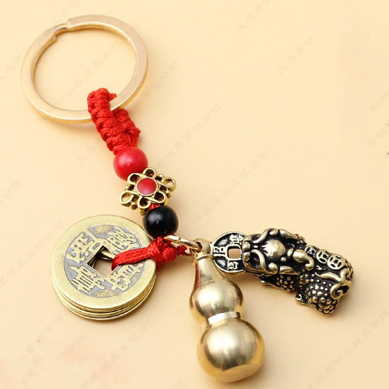 Opexicos 3Pcs Brass Pixiu Gourd Praying Key Chain