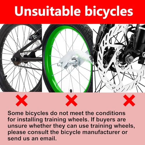 DDJKCZ Training Wheels Flash Mute Wheel Bicycle Compatible for Bikes of 12 14 16 18 20 Inch