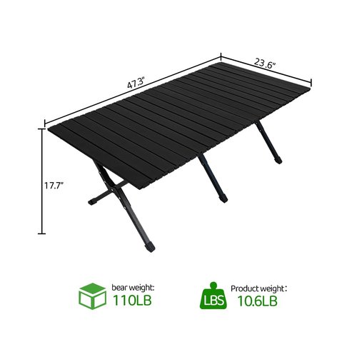 ZYAWP Folding Camping Table with Carry Bag Lightweight Roll-Up Table Aluminum Folding Camp Table That Fold Up Portable Beach Table for Hiking BBQ Party