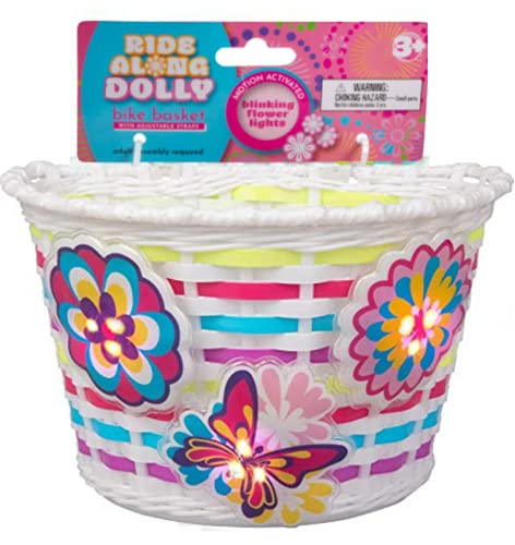 Kids Bicycle Basket with Light-Up Flowers & Butterfly Decor - Easy Attach, Durable