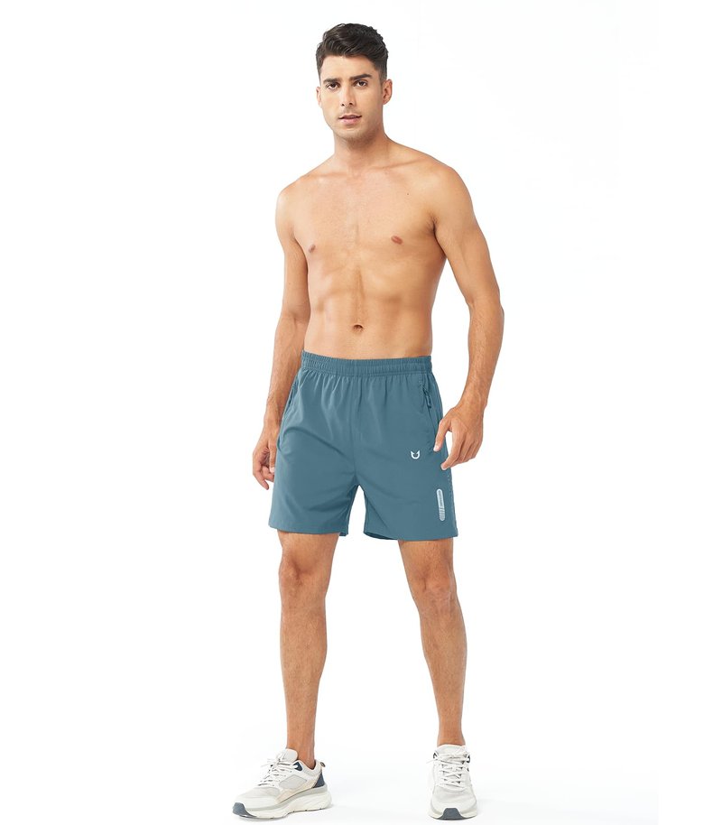 NORTHYARD Men's Athletic Running Shorts Gym Workout 7"/9"/5" Quick Dry Lightweight Sports Basketball Tennis 3 Zipper Pockets GREYBLUE-5inch 4XL