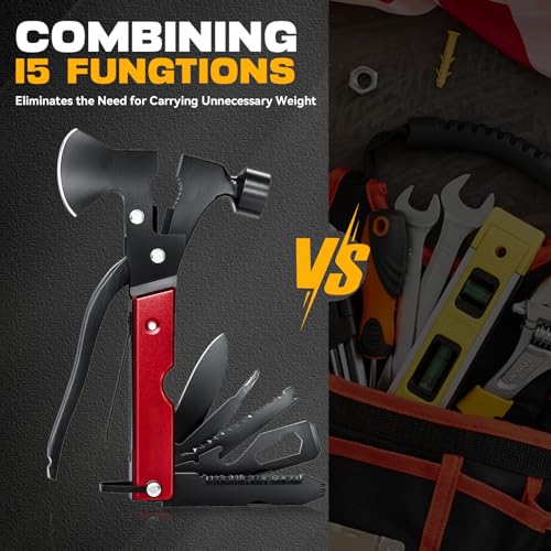 Gifts for Men, 15 in 1 Multitool Axe for Camping Hunting Hiking, Gifts for Dad, Men, Husband, Him, Father, Birthday Gadgets Idea for Him Husband Boyfriend