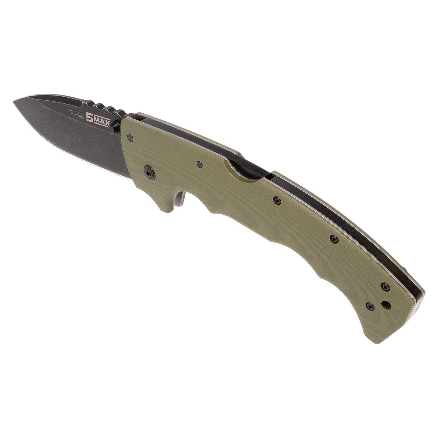 Cold Steel 5 Max 5-Inch S35VN Steel Drop Point Durable Resistant Blade Everyday Carry Outdoor Hunting Tactical Folding Pocket Knife with Dark Green G10 Ergonomic Handle & Tri-Ad Lock