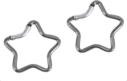 2Pcs Gray Color Carabiner Clip, Star Shaped Climbing Buckle, Aluminum Alloy Heavy Duty Keyring Hook for Camping Fishing Hiking Traveling Aluminum Key Chain Clip Accessories Outdoor, Car Keychain