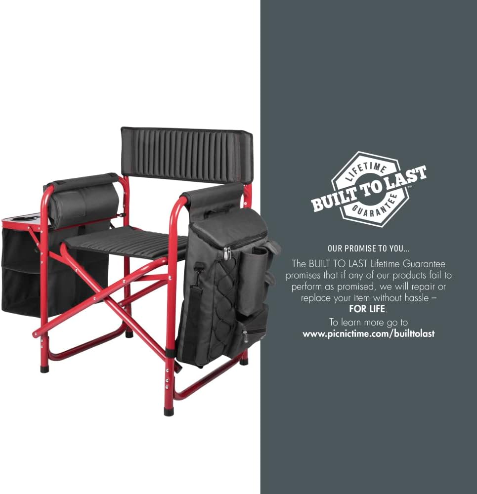 PICNIC TIME NCAA Oklahoma State Cowboys Fusion Camping Chair with Side Table and Soft Cooler - Beach Chair for Adults - Lawn Chair
