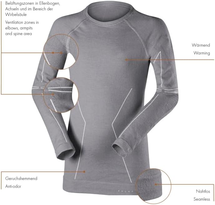 FALKE Unisex Kids Wool Tech. Base Layer Top, 1 Piece
