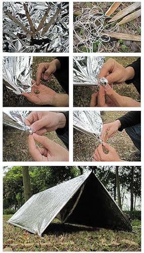 Emergency Foil Blanket 100 Pack Reflective Survival Mylar Blankets - Silver