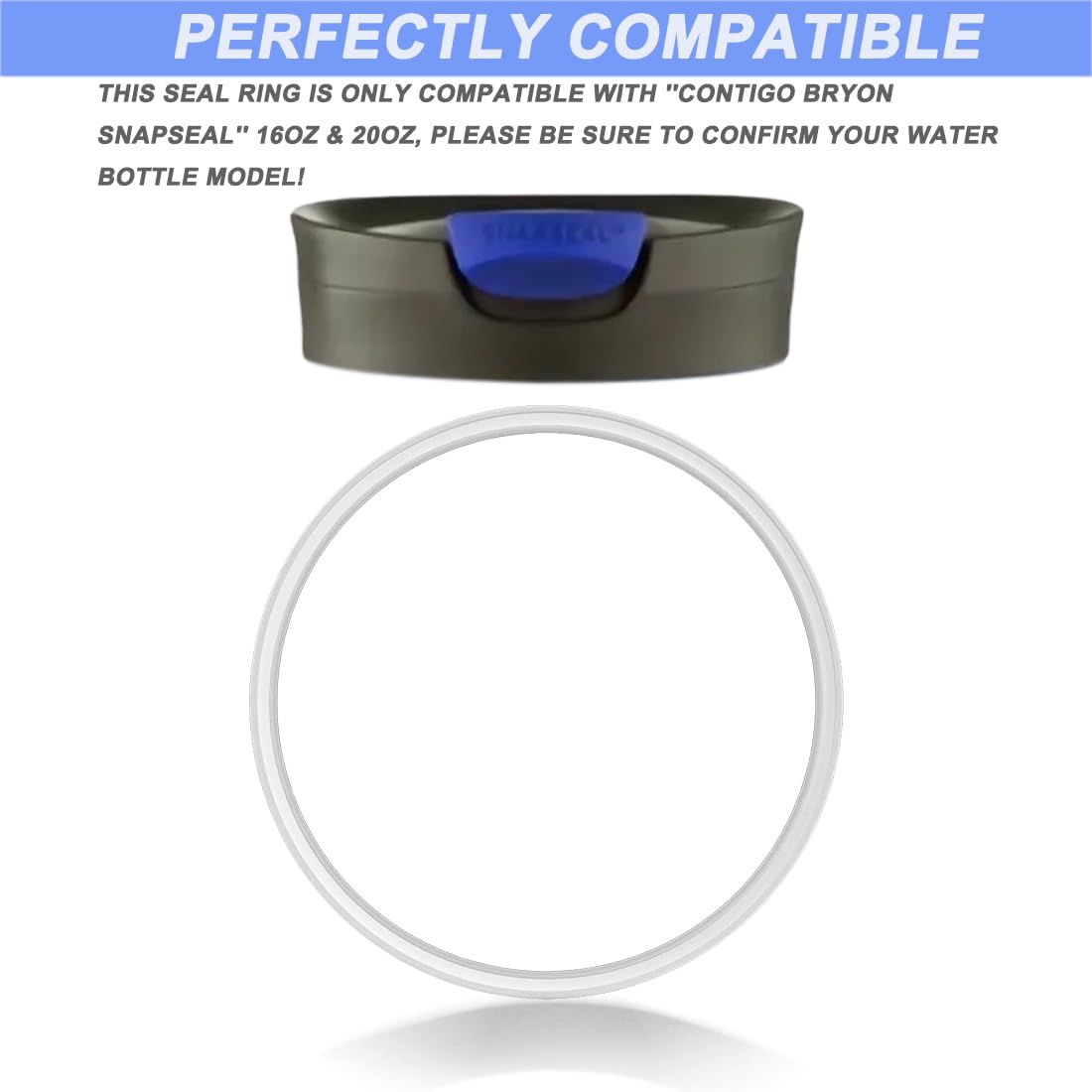 10 Pcs Replacement Gasket Rubber Lid Seals Compatible with 16 & 20 oz Contigo Snapseal Byron Travel Mug Ring, Silicone Leak-Proof Replacement Part for Contigo Coffee Travel Tumbler, White