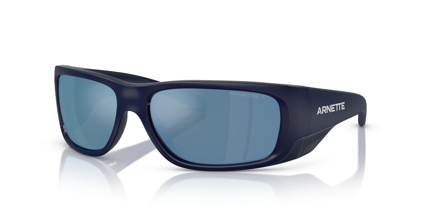ARNETTE Man Sunglasses Dark Blue Matte Top/Shiny Frame, Dark Grey Mirror Water Polar Lenses, 62MM