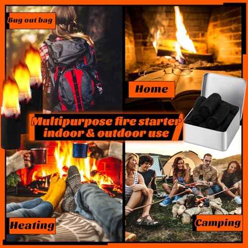 8 Rolls Camping Fire Starter Char Cloth Hand Made Emergency Fire Starter Refills for Bushcraft Hunting Outdoors Camping Survival