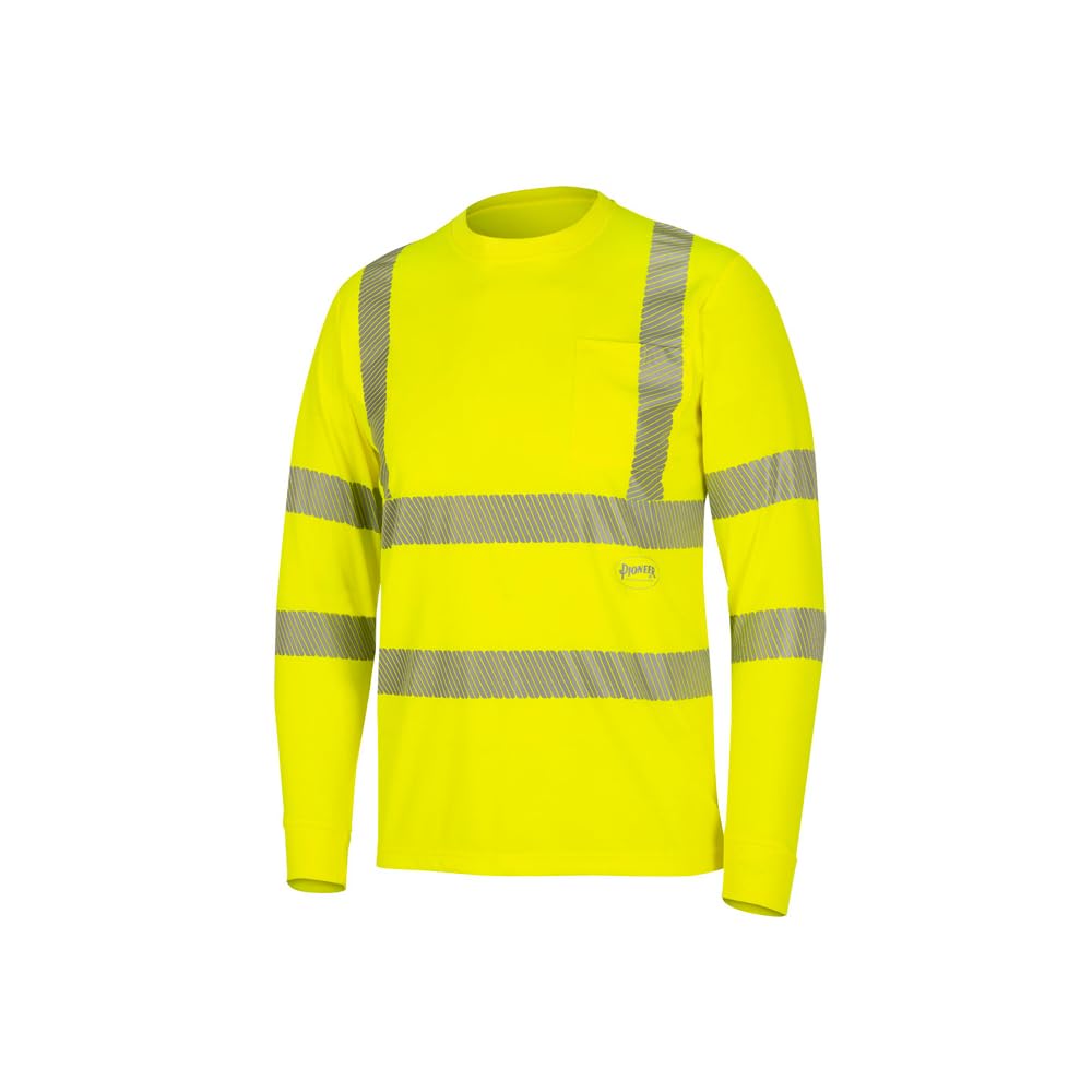 Pioneer Hi Vis Sleeved Cooling Shirt - Class 3 Safety Long Sleeve - for Construction, Roadway, Traffic