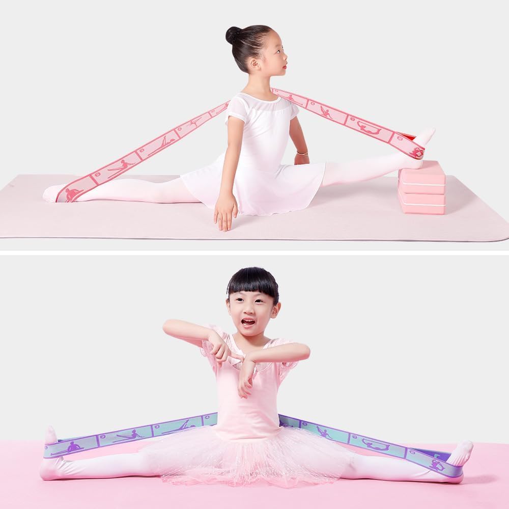 2 PCS Kids Stretching Strap & Band for Dance, Ballet & Cheer – 8-Loop Adjustable Elastic Equipment for Yoga, Gymnastics Workout, Children's Fitness and Ballet Training Stuff