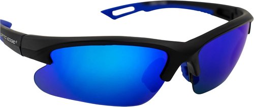 Fireball Wraparound Sports & Motorcycle Sunglasses for Men or Women Semi-Rimless Matte Black Frame w/Dielectric Blue Mirror Lens