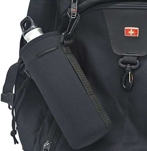 AF-WAN Protable Neoprene Insulated Water Drink Bottle Cooler Carrier Cover Sleeve Tote Bag Pouch Holder Strap for Women Men Biker Travel Cycling Climbing Sports(Black+Black)