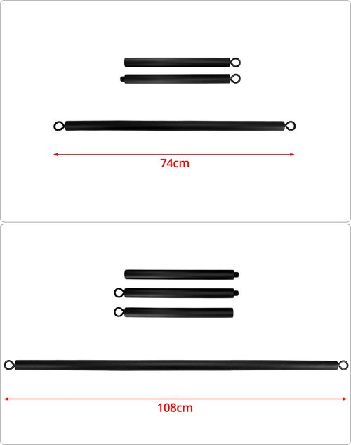 QWORK® Resistance Band Bar Pilates Bar Home Gym Fitness Workout Bar for Strength Training Cardio Exercise - 108CM - Max Load 800lb (Portable Detachable Stick x3)