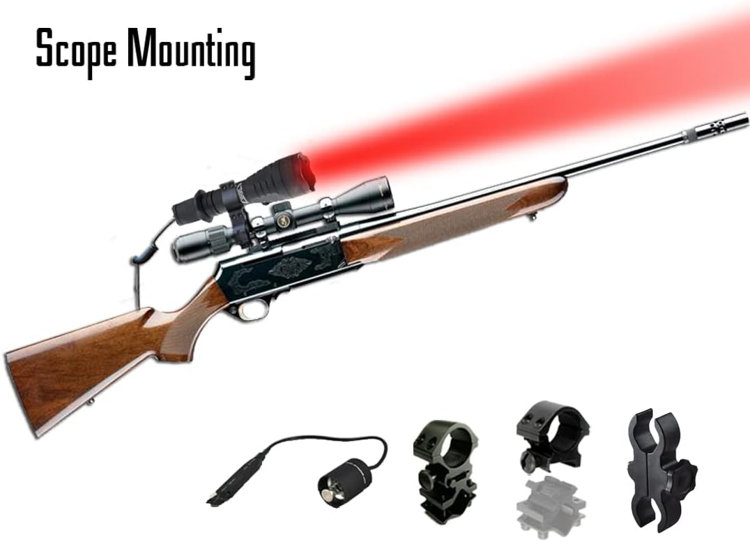 Orion H30 Red Premium Long Range Predator Hog Varmint Hunting Rechargeable Flashlight Light Kit with Mounts Remote Pressure Switch