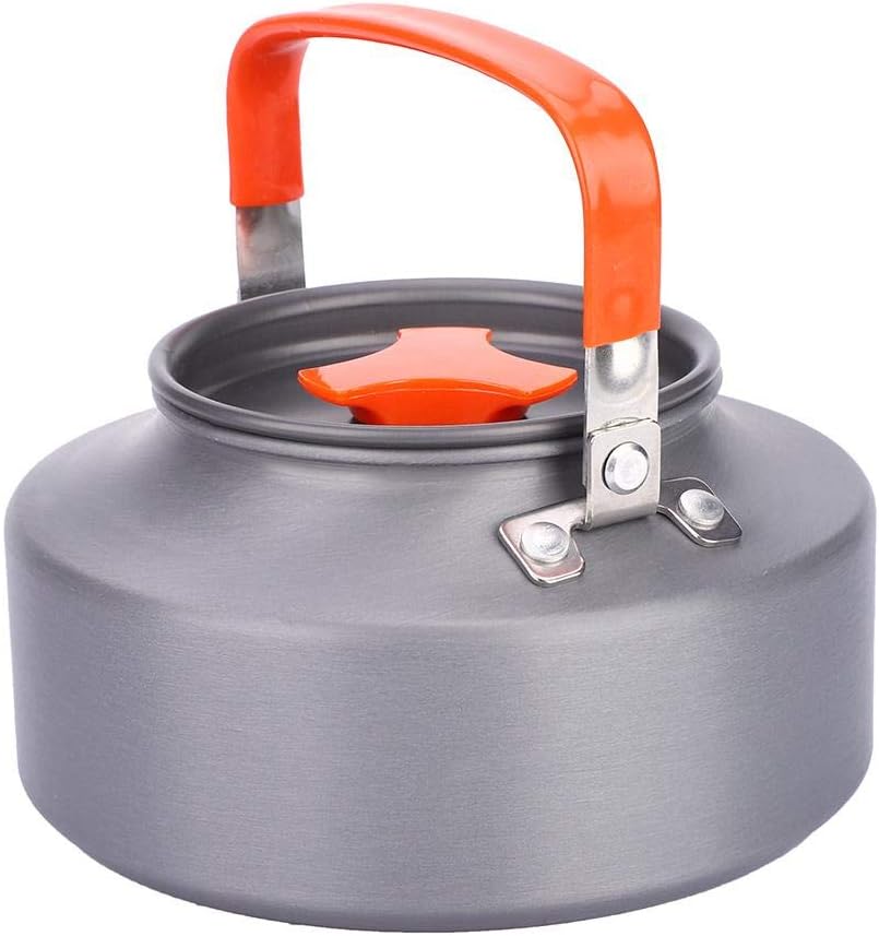 1.1L Camping Kettle, Portable Camping Coffee Tea Pot for Outdoor Hiking Kitchen Use (Orange)