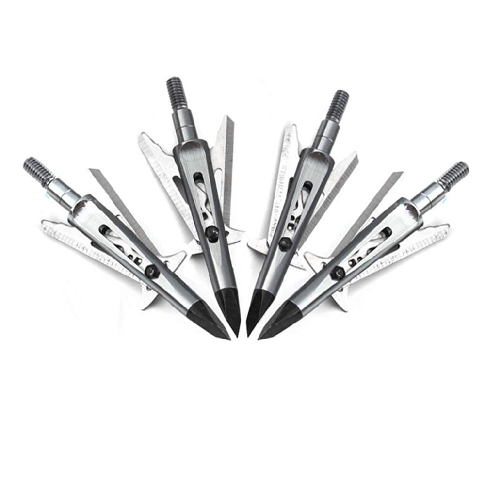 JIANZD 2-Blade Hunting Hybrid Broadhead 6 Pack 100 Grain Archery Mechanical Broadhead for Compound Bows and Crossbows, Silvery-02