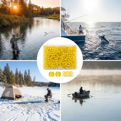 Yellow Fishing Bobber Stops and Beads Set - 150 Pieces for Depth Control
