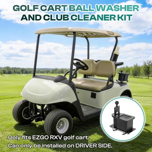 Drive-Up Golf Cart Ball Washer and Club Cleaner Kit - Driver Side 1 for EZGO RXV