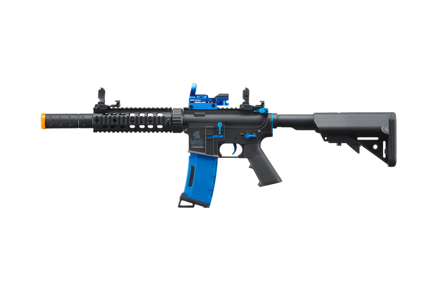 Lancer Tactical Gen 2 M4 SD Blue Carbine Combo Airsoft AEG Rifle with Red Dot Sight (9.6v Nimh Battery, Charger, 1000 Rounds 0.20g BBS Included)