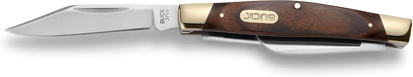 Buck Knives 371 Stockman 3-Blade Pocket Knife with Woodgrain Handle