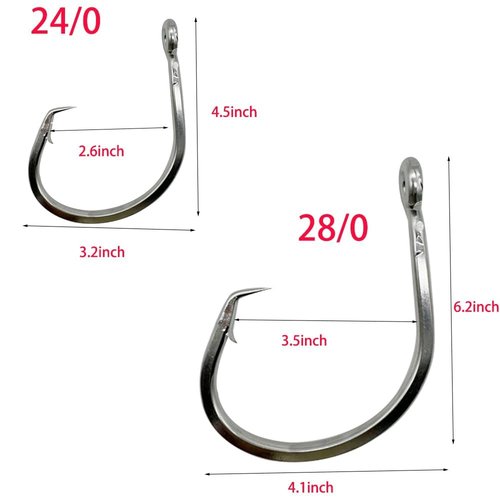 39960 Fishing Hook Giant 24/0 28/0 Stainless Steel Tuna Circle Hooks Shark Tuna Circle Big Game Saltwater Hook (28/0-1pcs)