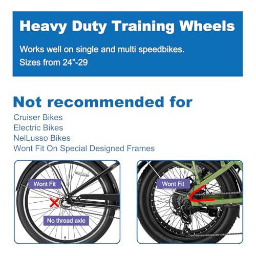 Black Thicken Bike Training Wheels for Adults 24-28 Inch Bikes Heavy Duty Steel