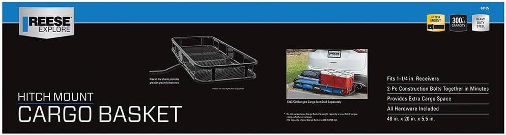 Reese Pro Series 63155 Rambler Hitch Cargo Carrier for 1-1/4” Receivers, Black