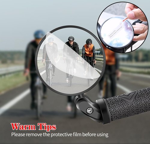 Handlebar Bike Mirrors, 1pcs HD Bicycle Rearview Mirror, Adjustable Handlebar Mounted Convex Mirror with Allen Wrench, for Mountain Road Bikes (1 Mirrors)