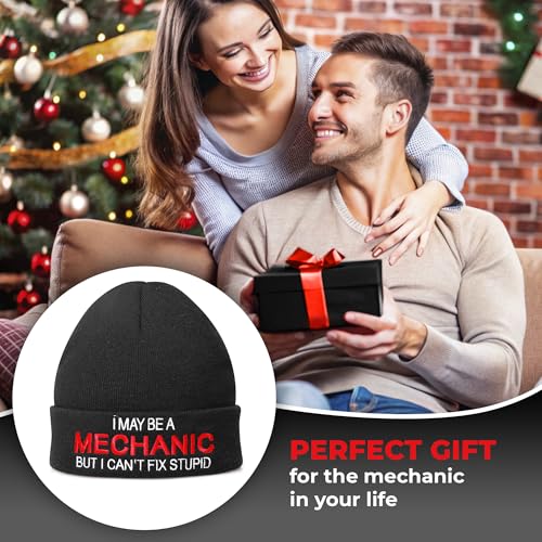 Funny Mechanic Beanie Hat with Witty Quote - Warm Unisex Winter Cap Gift