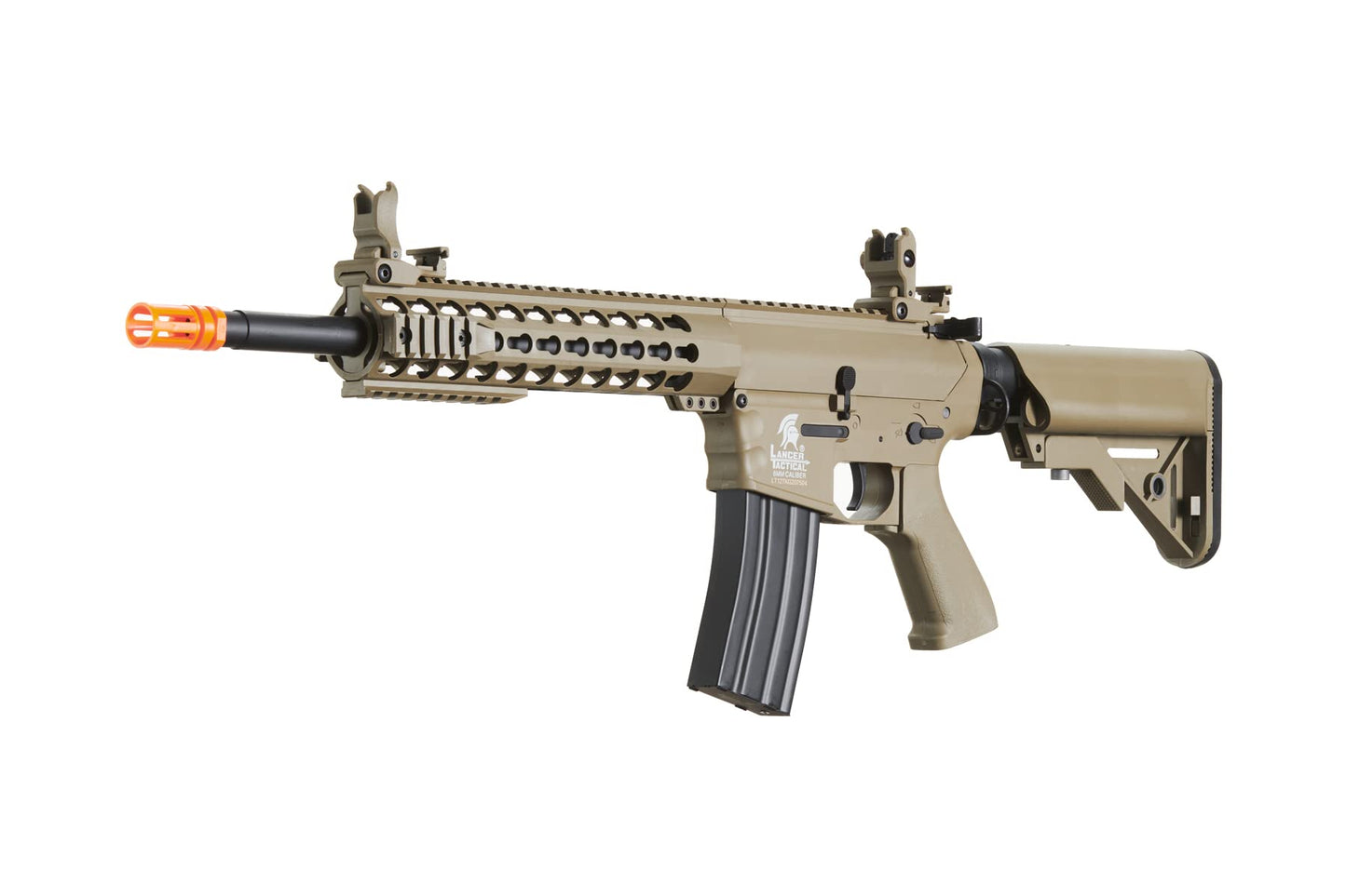 Lancer Tactical Gen 2 M4 Evo Nylon Polymer AEG Rifle with Mid Magazine- Battery, Charger, 1000 Rounds 0.20g BBS Included (Tan)