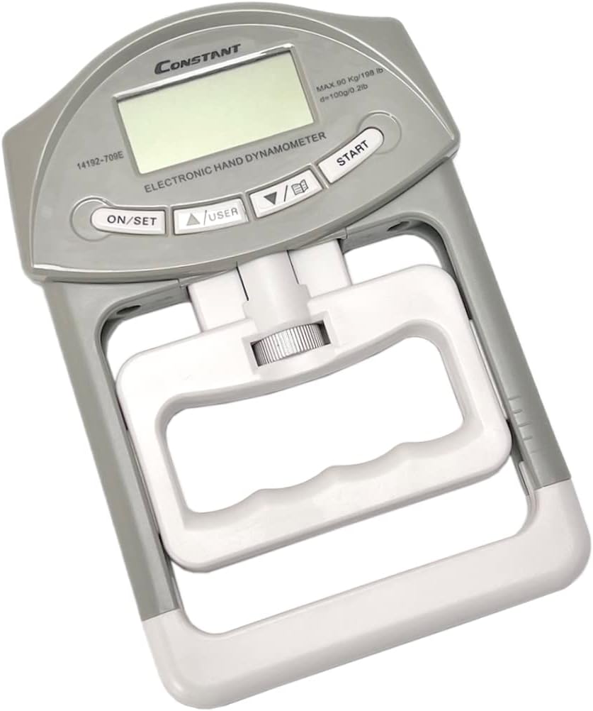 Constant 200 Lbs 90 Kgs Digital Hand Dynamometer Grip Strength Measurement Meter Auto Capturing Hand Grip Power (Grey)