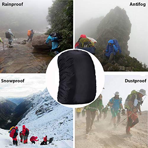 Waterproof Backpack Rain Cover 40L - Black with Anti Slip Buckle Strap for Camping Hiking