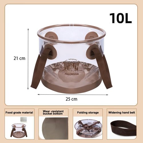 FREEMOON Collapsible Bucket, PVC Folding Bucket Wash Basin with Handle, Portable Storage Bucket Water Basin for Camping Fishing Travelling Picnic Gardening (10L / 2.5 Gallon)
